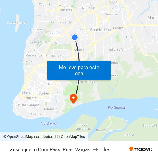 Transcoqueiro Com Pass. Pres. Vargas to Ufra map