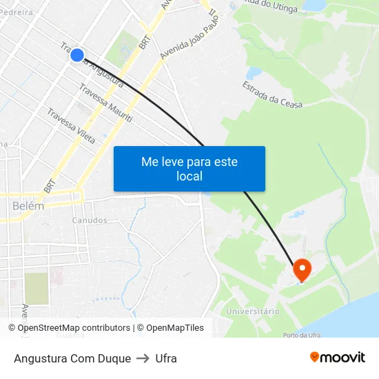 Angustura Com Duque to Ufra map