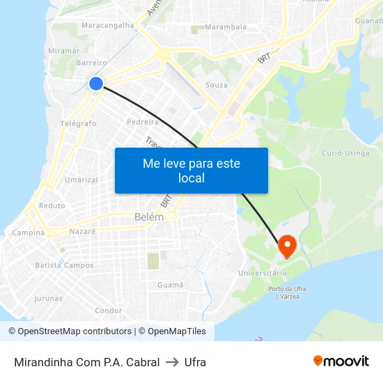 Mirandinha Com P.A. Cabral to Ufra map