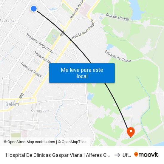 Hospital De Clínicas Gaspar Viana | Alferes Costa to Ufra map
