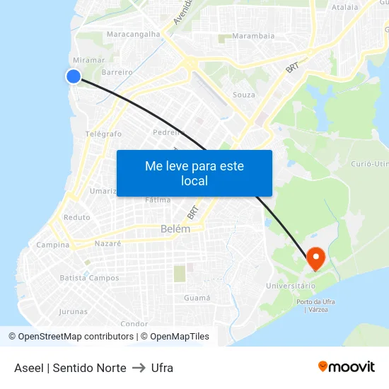 Aseel | Sentido Norte to Ufra map