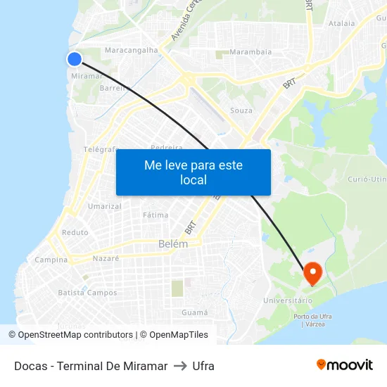 Docas - Terminal De Miramar to Ufra map