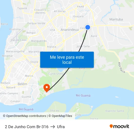 2 De Junho Com Br-316 to Ufra map