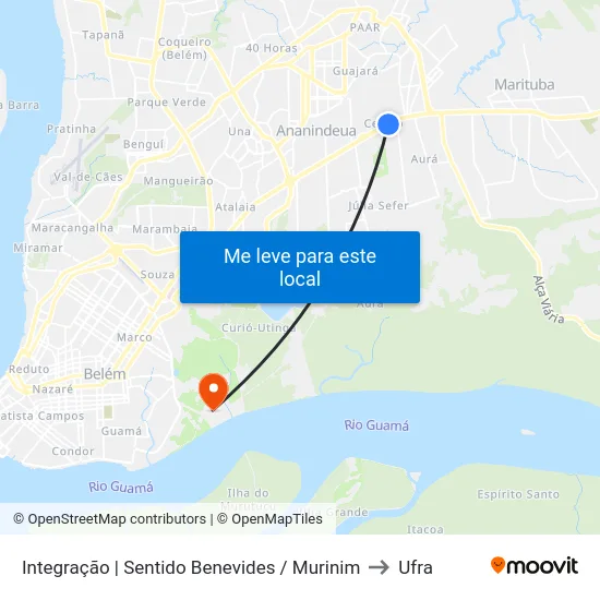 Integração | Sentido Benevides / Murinim to Ufra map