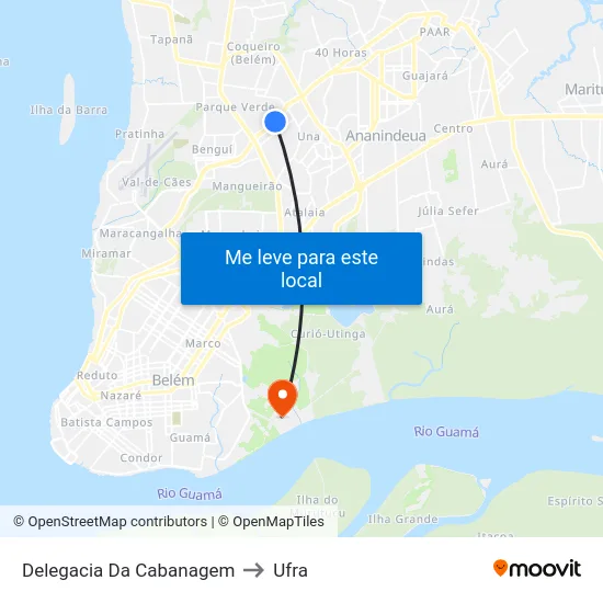 Delegacia Da Cabanagem to Ufra map