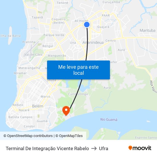 Terminal De Integração Vicente Rabelo to Ufra map