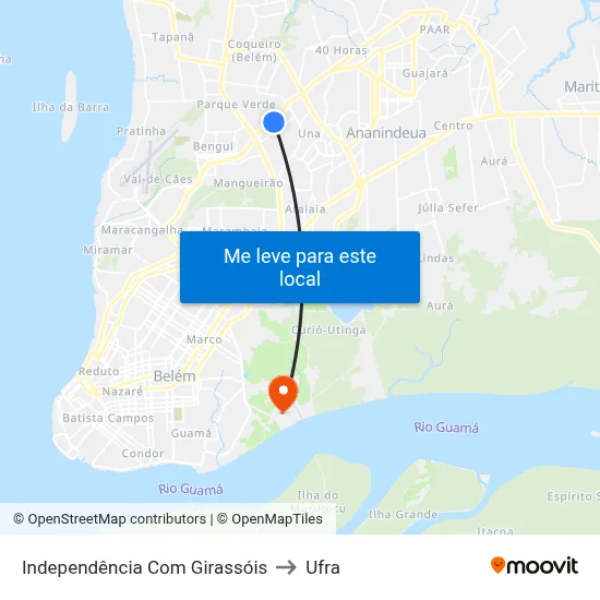 Independência Com Girassóis to Ufra map