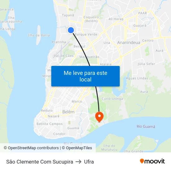 São Clemente Com Sucupira to Ufra map