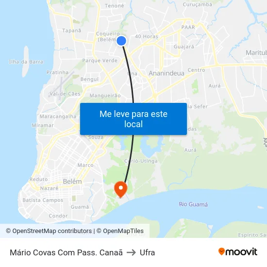 Mário Covas Com Pass. Canaã to Ufra map