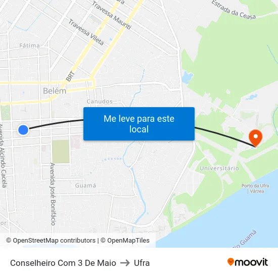 Conselheiro Com 3 De Maio to Ufra map