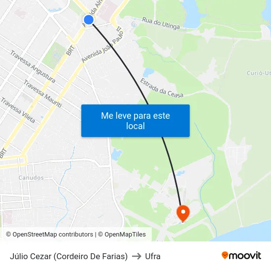 Júlio Cezar (Cordeiro De Farias) to Ufra map