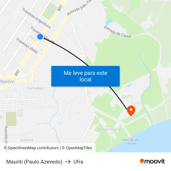 Mauriti (Paulo Azevedo) to Ufra map