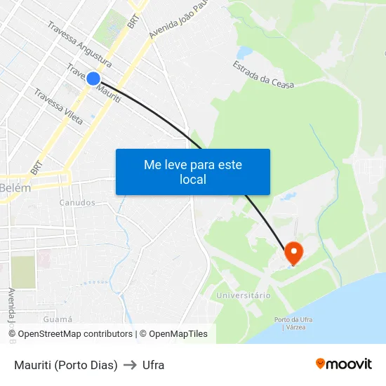 Mauriti (Porto Dias) to Ufra map