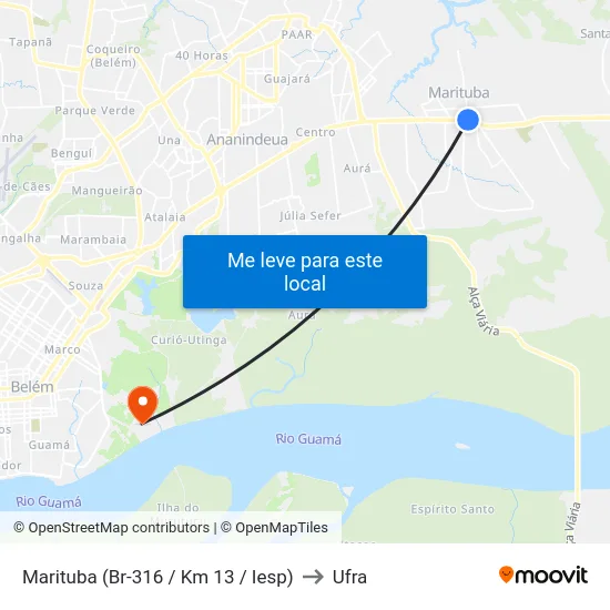 Marituba (Br-316 / Km 13 / Iesp) to Ufra map