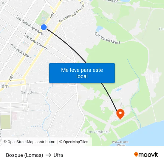 Bosque (Lomas) to Ufra map