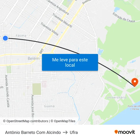 Antônio Barreto Com Alcindo to Ufra map