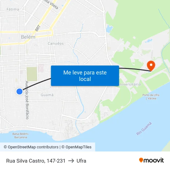 Rua Silva Castro, 147-231 to Ufra map