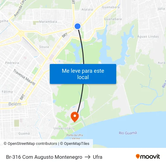 Br-316 Com Augusto Montenegro to Ufra map