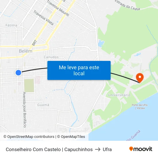Conselheiro Com Castelo | Capuchinhos to Ufra map