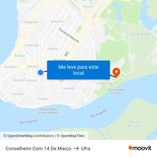 Conselheiro Com 14 De Março to Ufra map