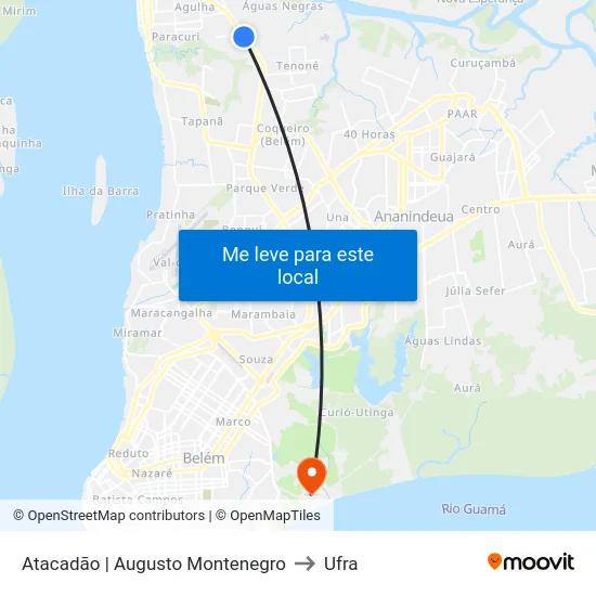 Atacadão | Augusto Montenegro to Ufra map