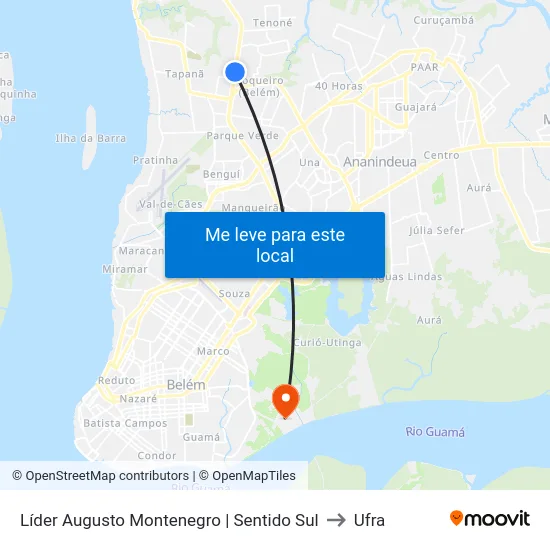 Líder Augusto Montenegro | Sentido Sul to Ufra map