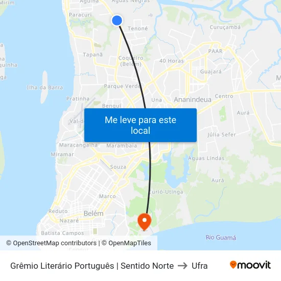 Grêmio Literário Português | Sentido Norte to Ufra map
