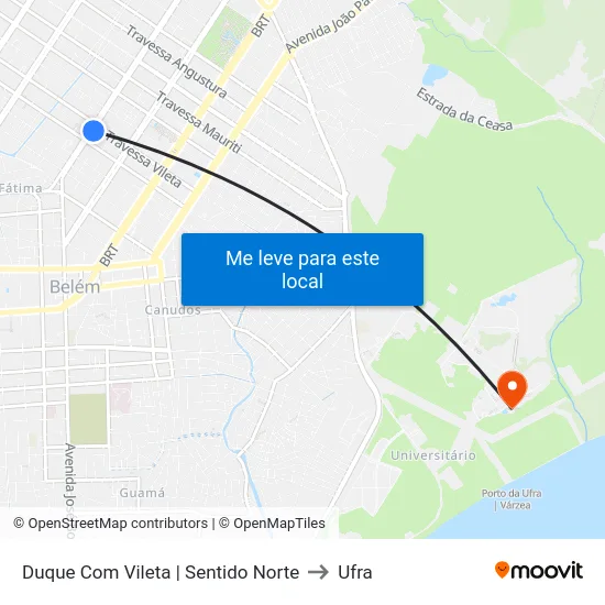 Duque Com Vileta | Sentido Norte to Ufra map