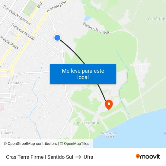 Cras Terra Firme | Sentido Sul to Ufra map