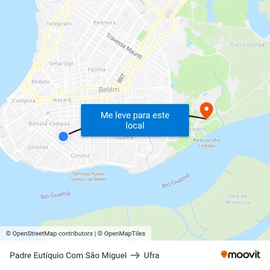 Padre Eutíquio Com São Miguel to Ufra map