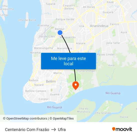 Centenário Com Frazão to Ufra map