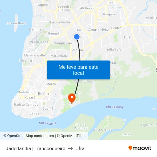 Jaderlândia | Transcoqueiro to Ufra map