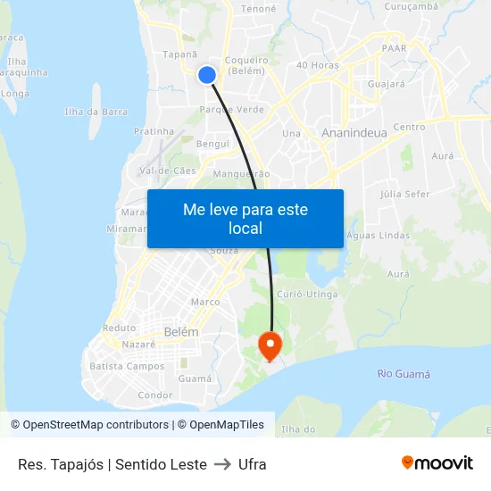 Res. Tapajós | Sentido Leste to Ufra map