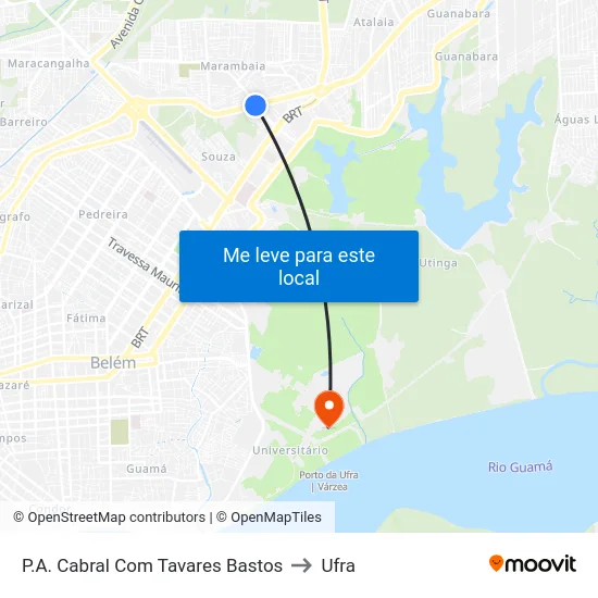 P.A. Cabral Com Tavares Bastos to Ufra map