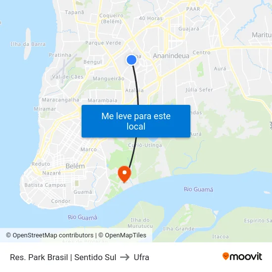 Res. Park Brasil | Sentido Sul to Ufra map
