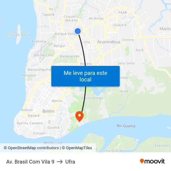 Av. Brasil Com Vila 9 to Ufra map