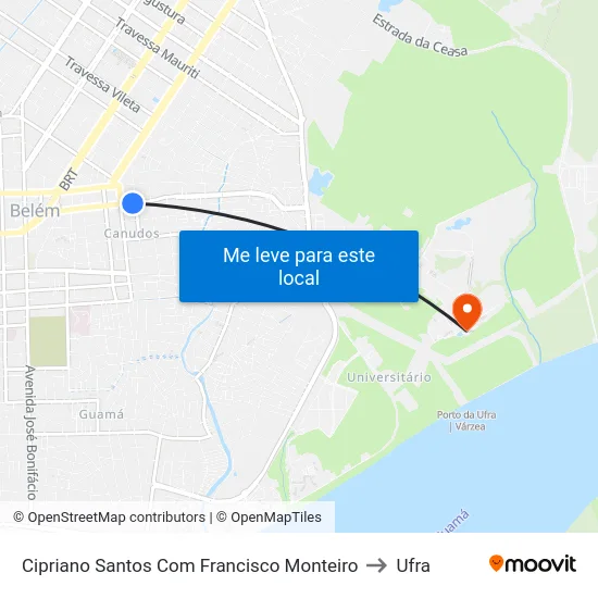 Cipriano Santos Com Francisco Monteiro to Ufra map
