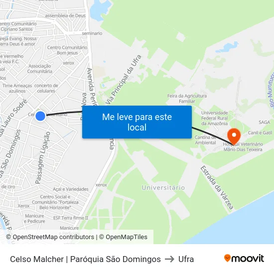 Celso Malcher | Paróquia São Domingos to Ufra map