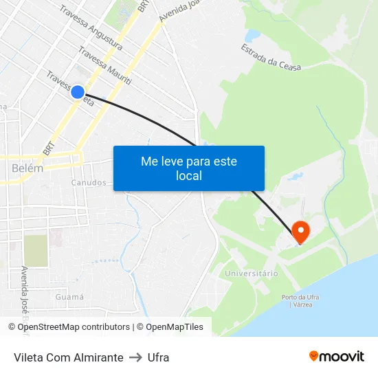 Vileta Com Almirante to Ufra map