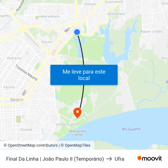 Final Da Linha | João Paulo II (Temporário) to Ufra map