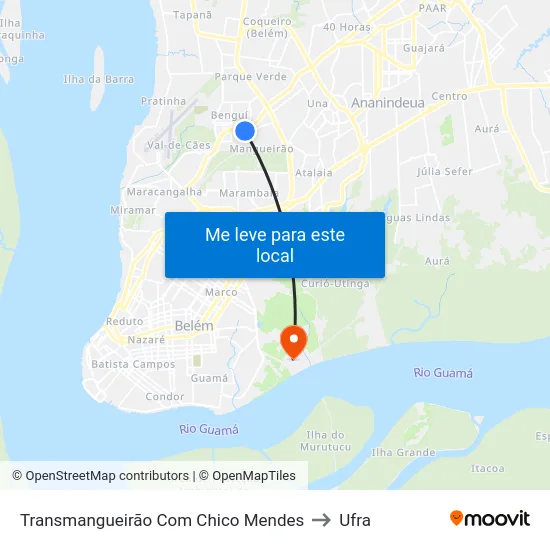 Transmangueirão Com Chico Mendes to Ufra map