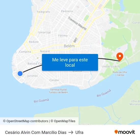 Cesário Alvin Com Marcílio Dias to Ufra map