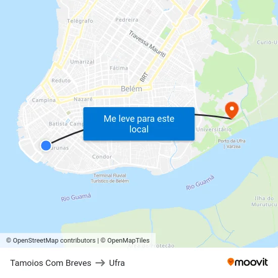 Tamoios Com Breves to Ufra map