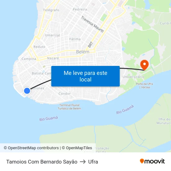 Tamoios Com Bernardo Sayão to Ufra map