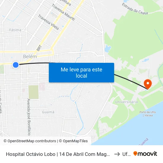 Hospital Octávio Lobo | 14 De Abril Com Magalhães to Ufra map