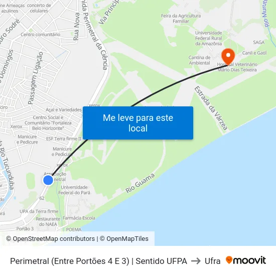 Perimetral (Entre Portões 4 E 3) | Sentido UFPA to Ufra map