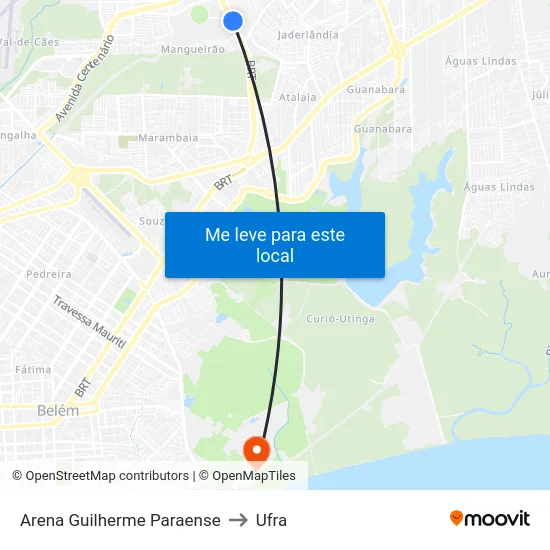 Arena Guilherme Paraense to Ufra map