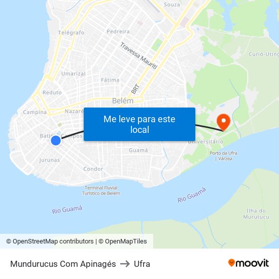 Mundurucus Com Apinagés to Ufra map