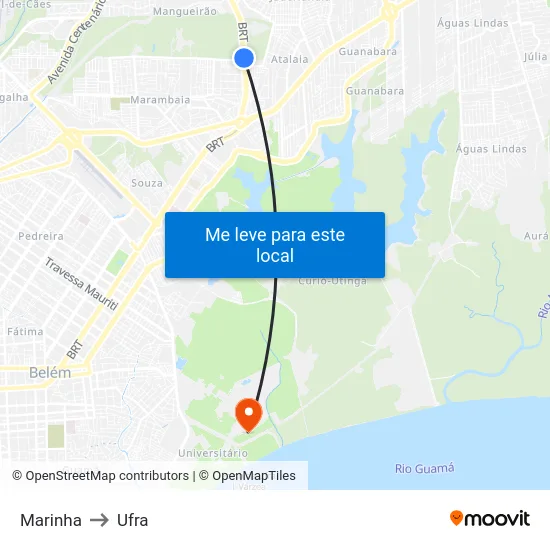Marinha to Ufra map