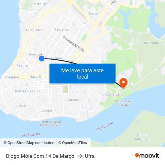 Diogo Móia Com 14 De Março to Ufra map